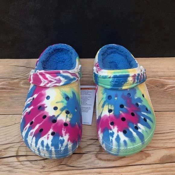 Жіночі Crocs Клог Утеплені Світло Сині Classic Lined Clog Tie Dye Powder Blue /Multi — фото 14