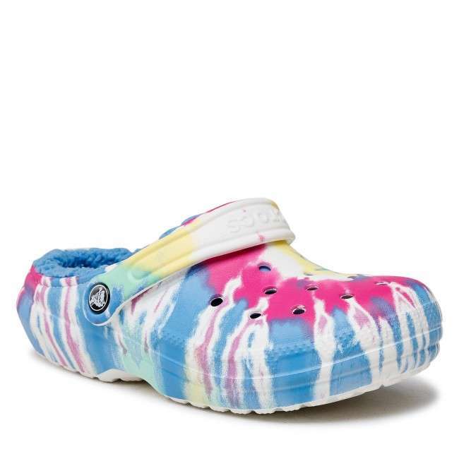 Жіночі Crocs Клог Утеплені Світло Сині Classic Lined Clog Tie Dye Powder Blue /Multi — фото 5