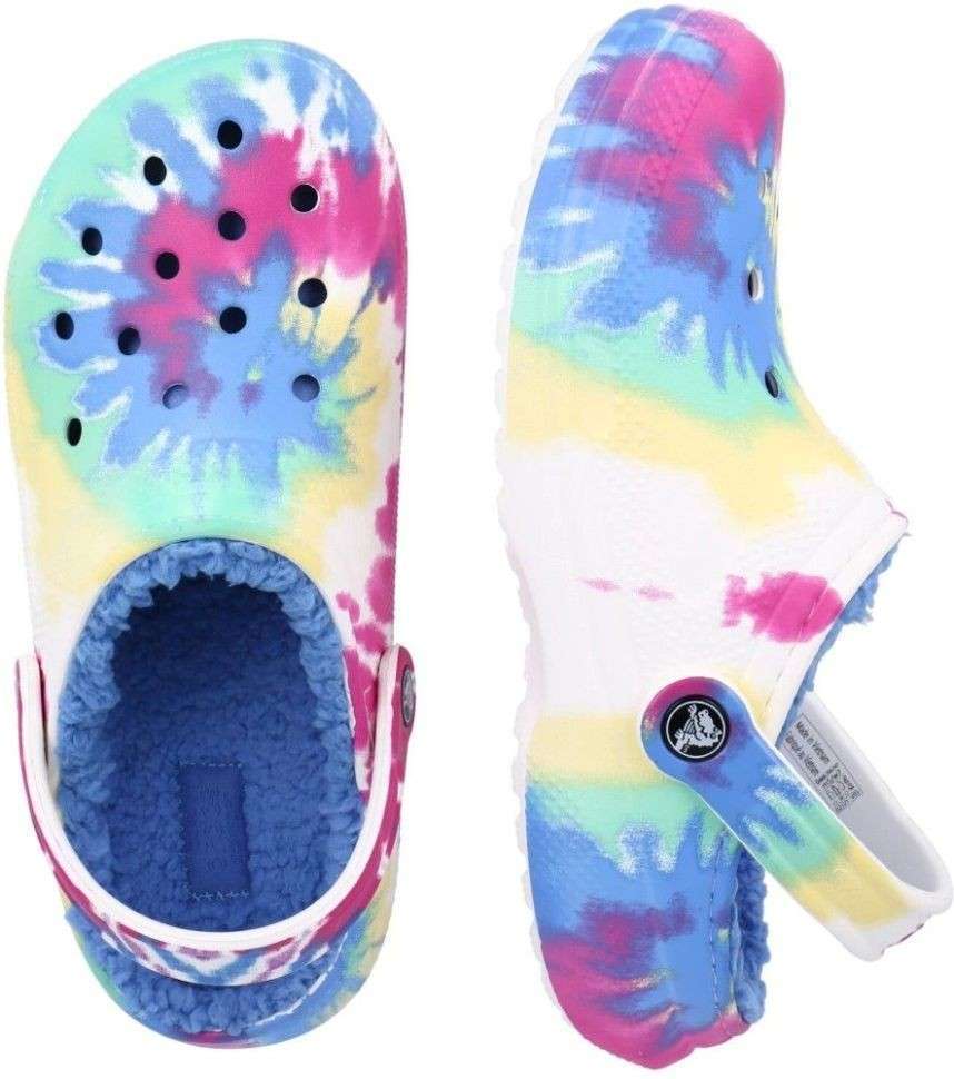 Жіночі Crocs Клог Утеплені Світло Сині Classic Lined Clog Tie Dye Powder Blue /Multi — фото 10