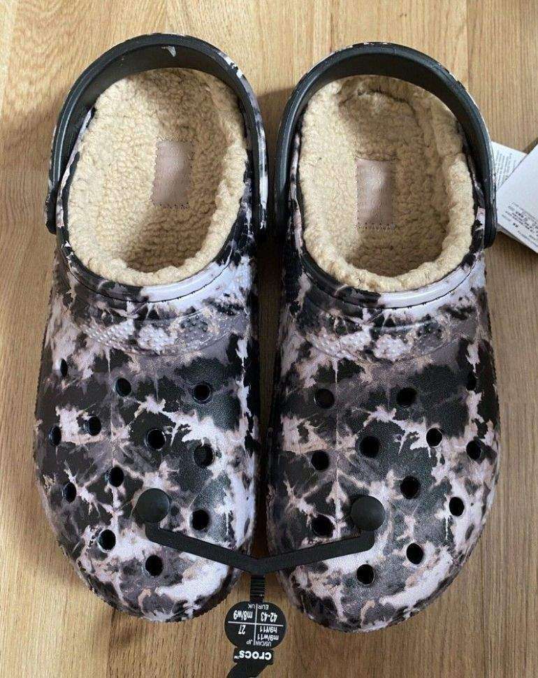 Жіночі Crocs утеплені Classic Lined Bleach Dye Clog Black — фото 4