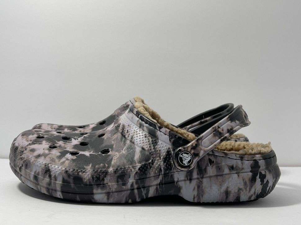 Жіночі Crocs утеплені Classic Lined Bleach Dye Clog Black — фото 8