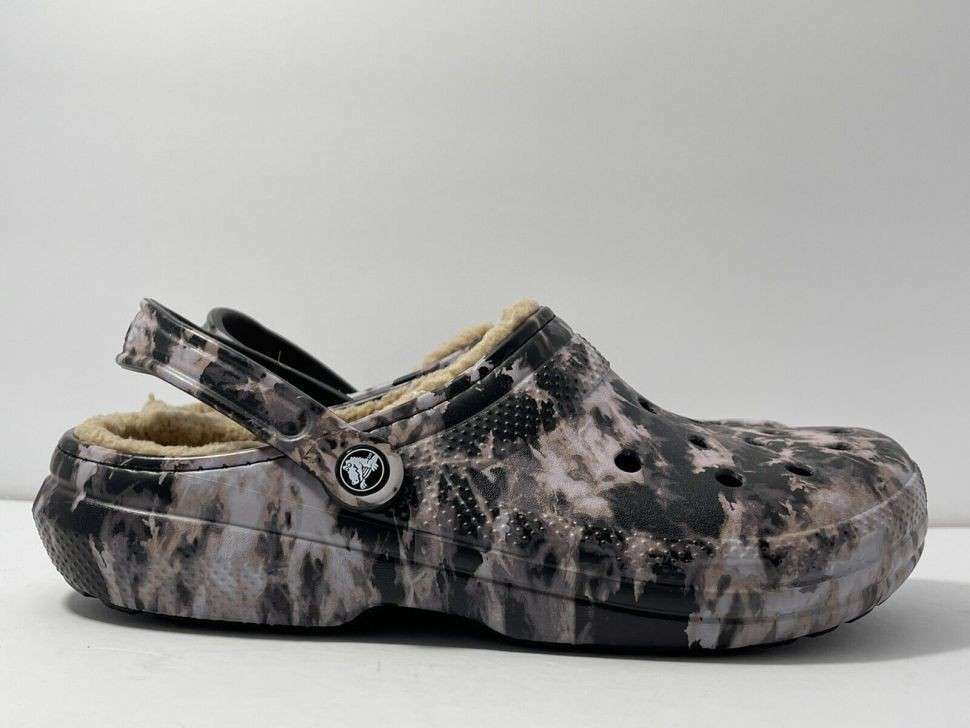 Жіночі Crocs утеплені Classic Lined Bleach Dye Clog Black — фото 9