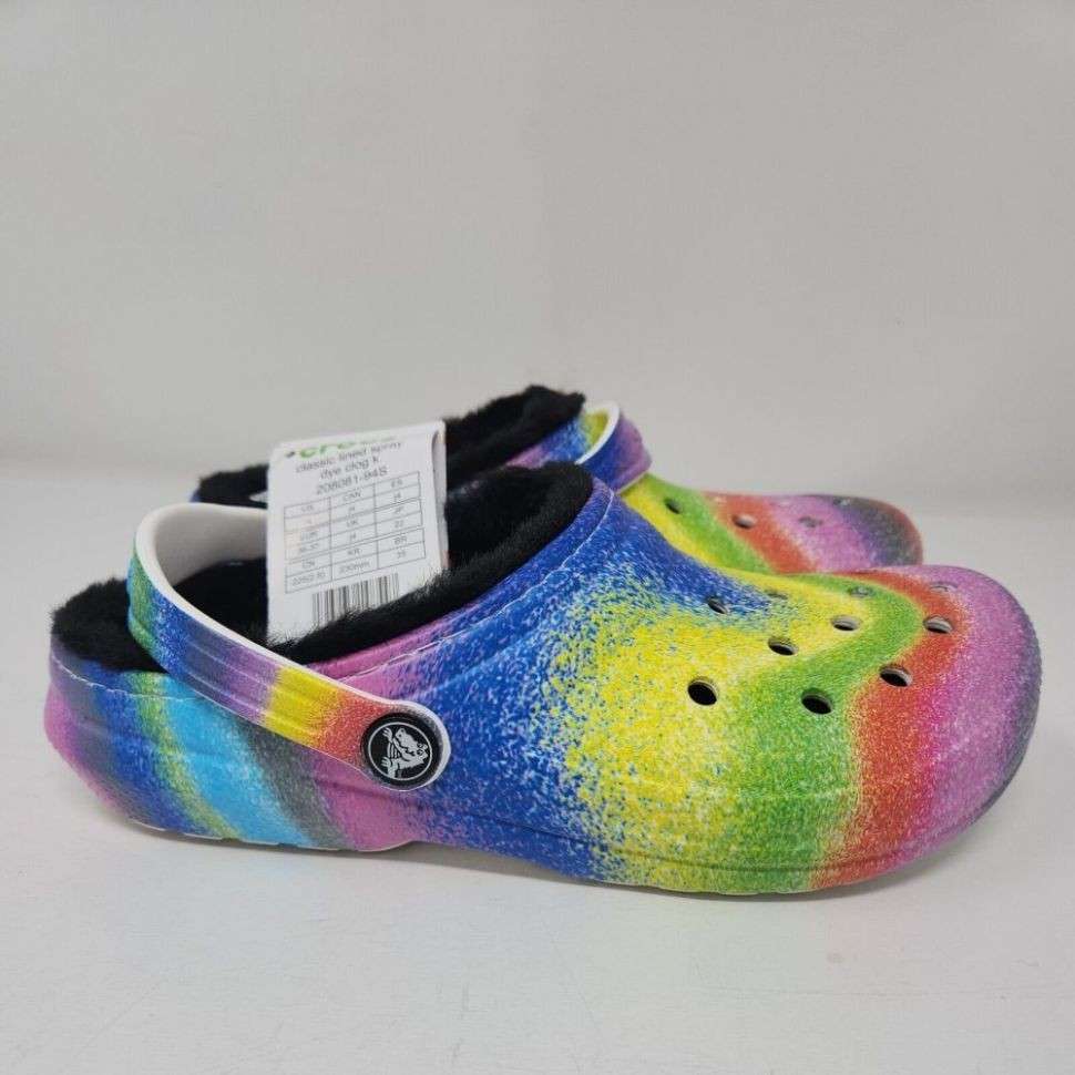 Жіночі Crocs утеплені Classic Lined Spray Dye Clog White/Multi — фото 2