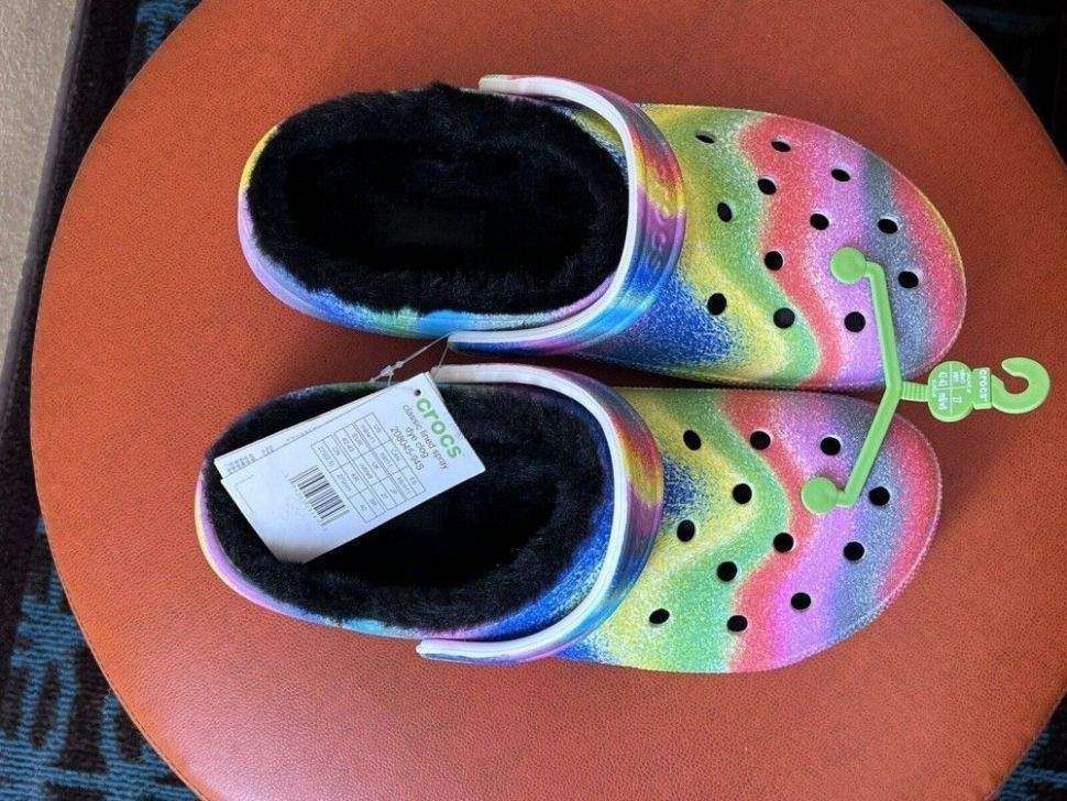 Жіночі Crocs утеплені Classic Lined Spray Dye Clog White/Multi — фото 14