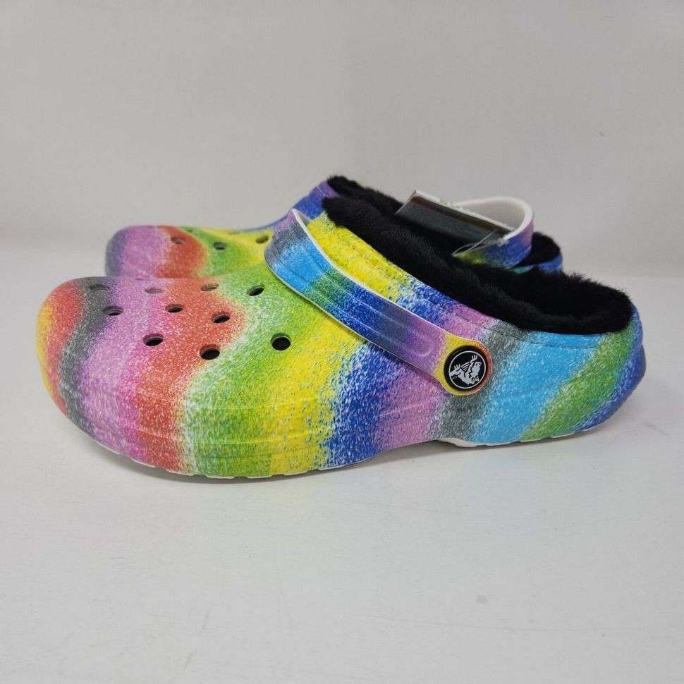 Жіночі Crocs утеплені Classic Lined Spray Dye Clog White/Multi — фото 3