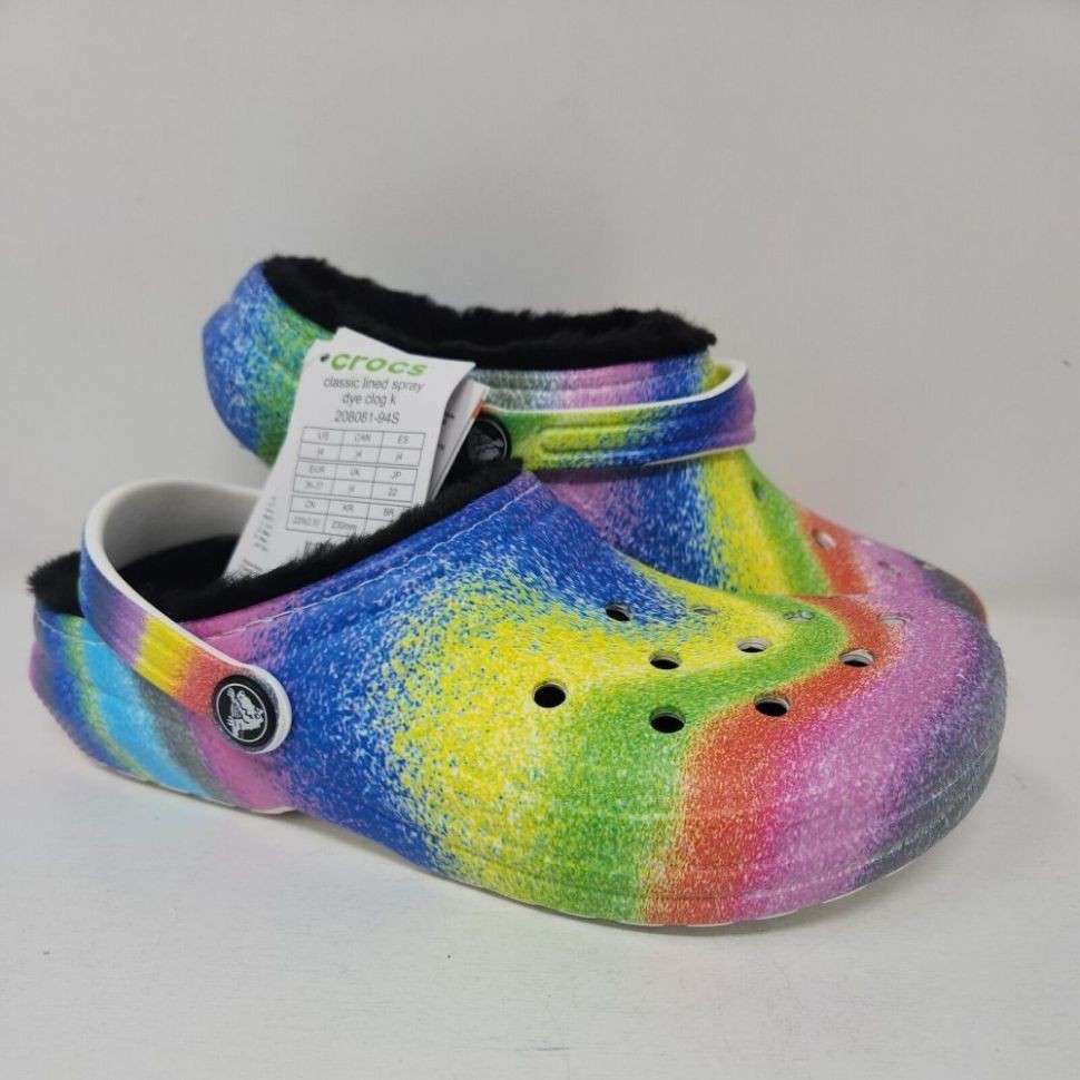 Жіночі Crocs утеплені Classic Lined Spray Dye Clog White/Multi — фото 4