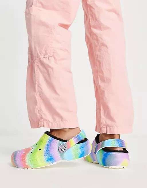 Жіночі Crocs утеплені Classic Lined Spray Dye Clog White/Multi — фото 5