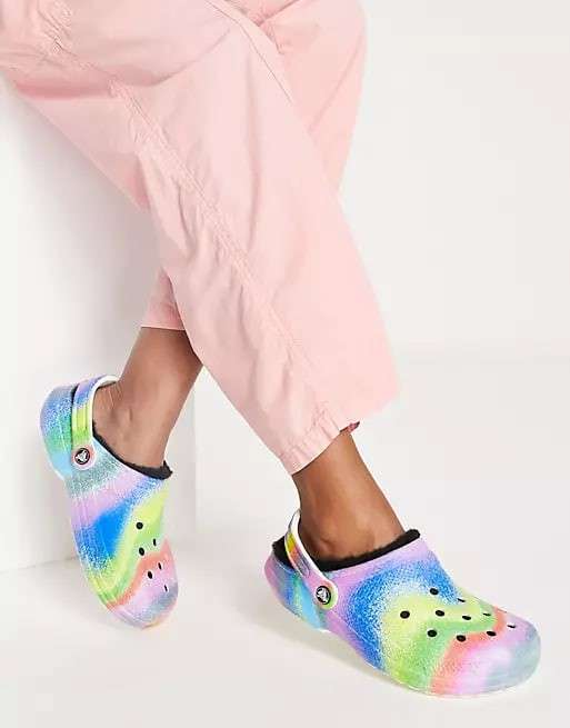 Жіночі Crocs утеплені Classic Lined Spray Dye Clog White/Multi — фото 7