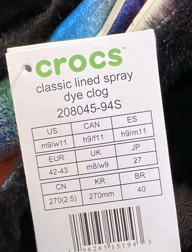 Жіночі Crocs утеплені Classic Lined Spray Dye Clog White/Multi — фото 9