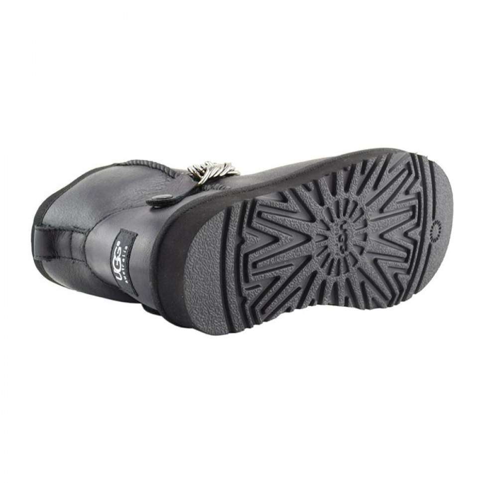 Жіночі UGG Міні Чорні Шкіряні з Цепкою Mini Chain Black Leather — фото 2