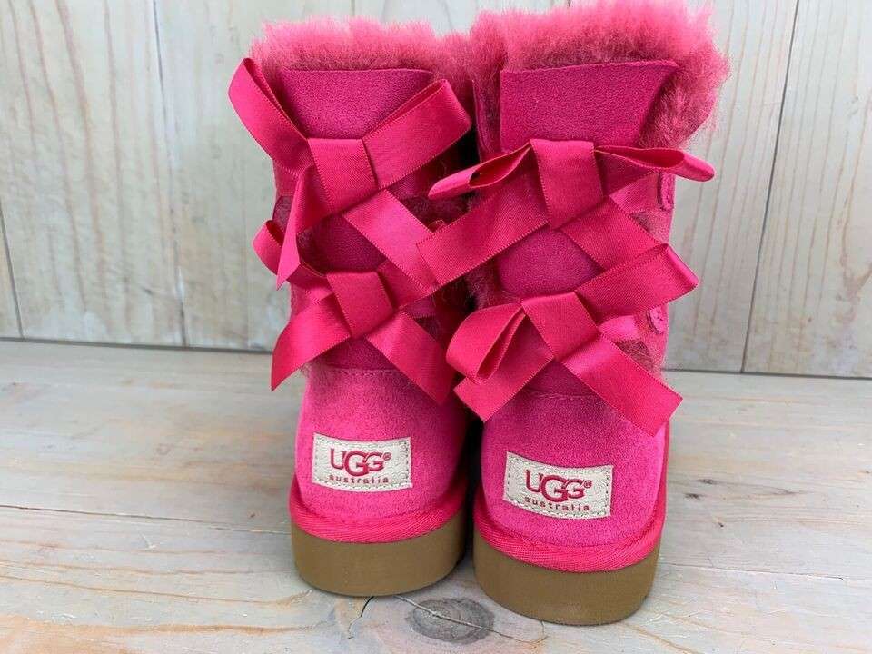 UGG Дитячі 2 Банат Замша Рожеві Kids Bailey Bow Cerise Hot Pink — фото 5