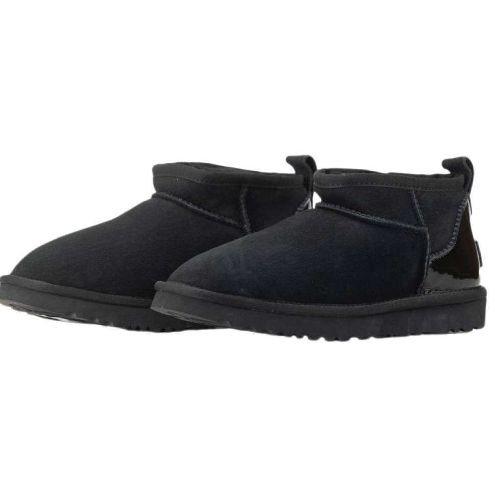 Жіночі UGG Ультра Міні Замш Чорні з Лак П'яткою Ultra Mini Black Suede — фото 2