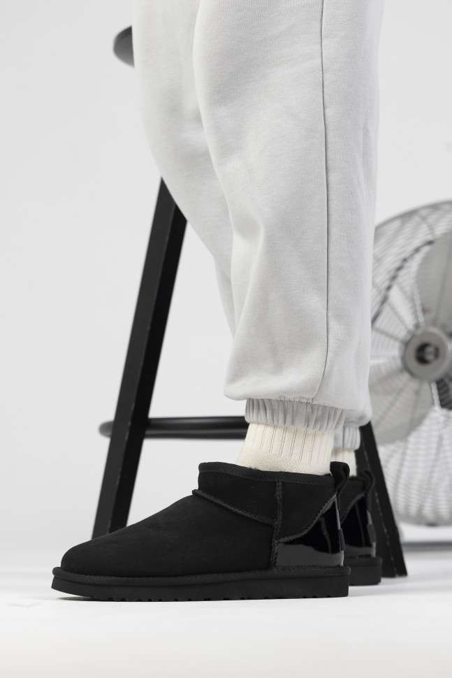 Жіночі UGG Ультра Міні Замш Чорні з Лак П'яткою Ultra Mini Black Suede — фото 5