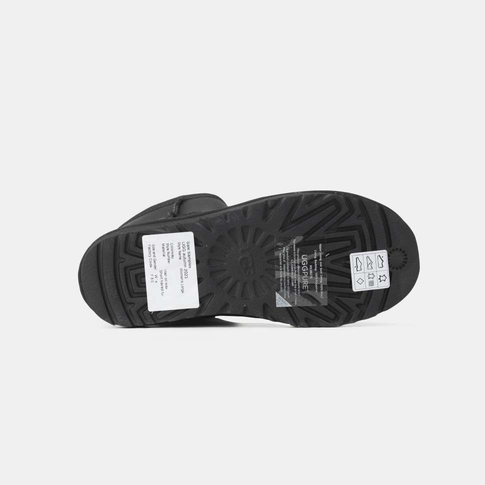 Жіночі UGG Міні Чорні Шкіра Металлік Лак Пятка Classic Mini Black Metallic Suede — фото 3