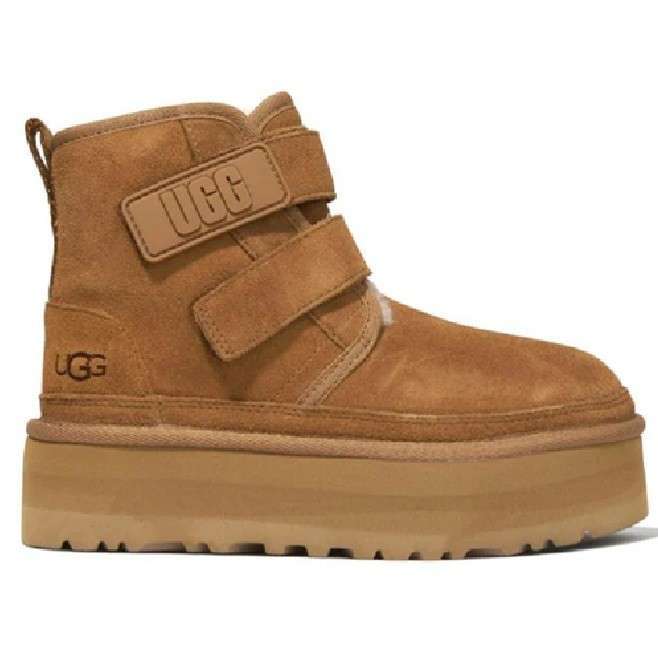 Жіночі UGG Платформа Ньюмел Чоботи Руді Замша Помаранчеві з Пасками Neumal Platform Velcro Chestnut