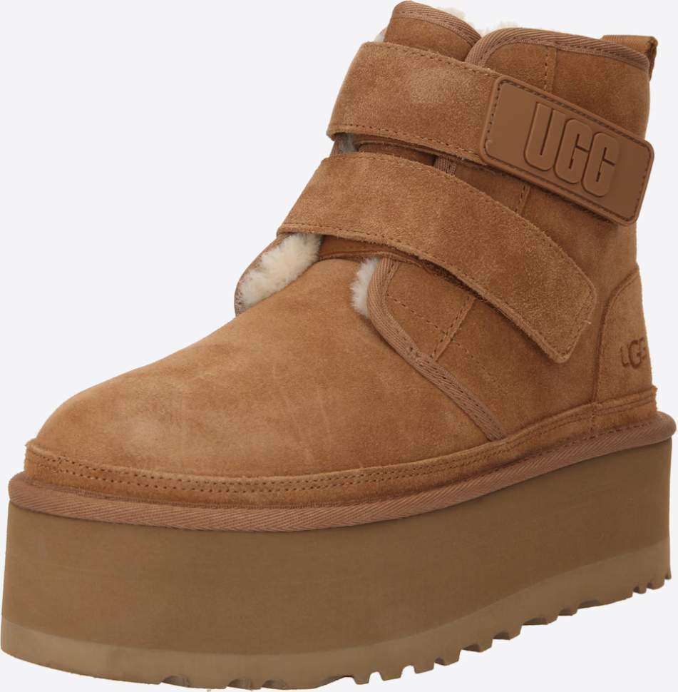 Жіночі UGG Платформа Ньюмел Чоботи Руді Замша Помаранчеві з Пасками Neumal Platform Velcro Chestnut — фото 2