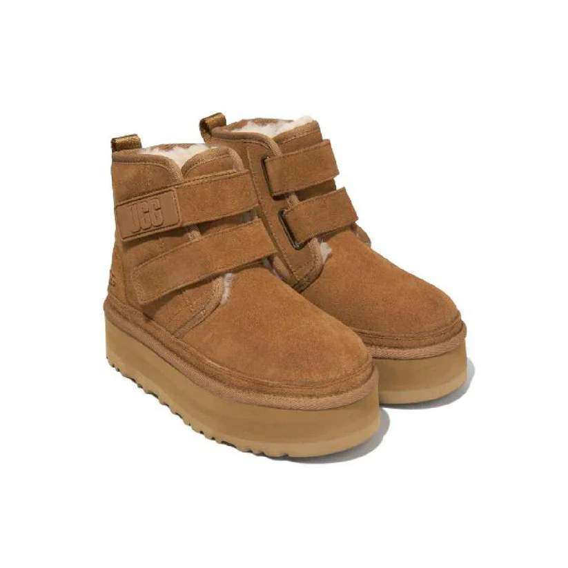 Жіночі UGG Платформа Ньюмел Чоботи Руді Замша Помаранчеві з Пасками Neumal Platform Velcro Chestnut — фото 5