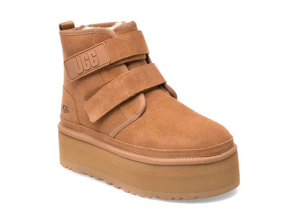 Жіночі UGG Платформа Ньюмел Чоботи Руді Замша Помаранчеві з Пасками Neumal Platform Velcro Chestnut — фото 6
