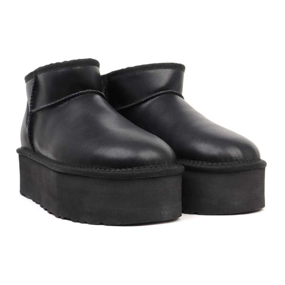 Жіночі UGG Ультра Міні Чорні на Платформі Шкіряні Ultra Mini Platform Black Leather — фото 2