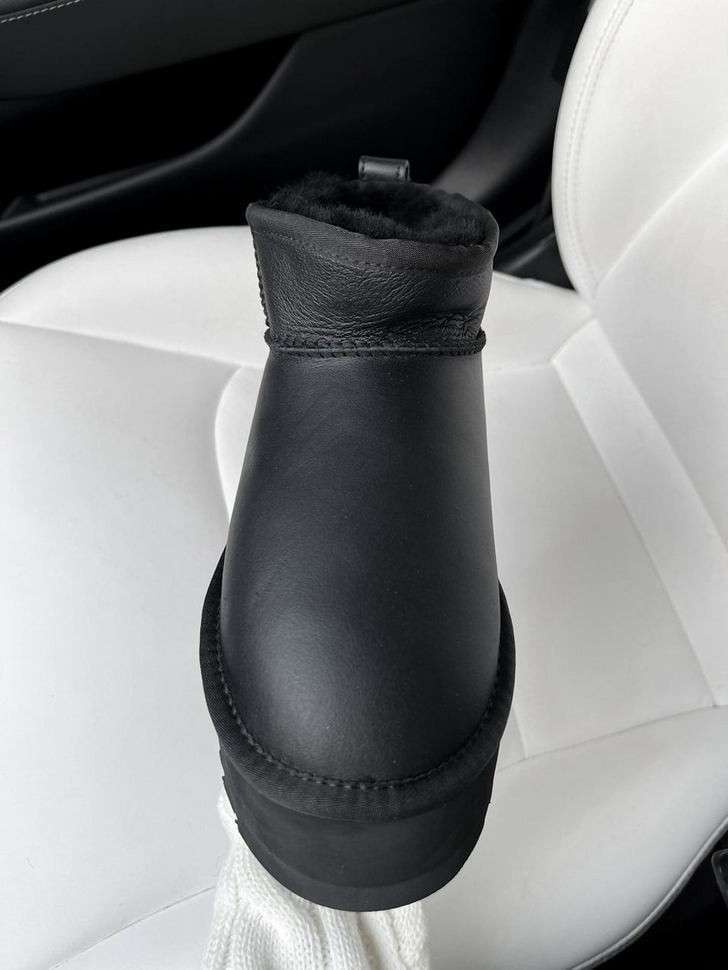 Жіночі UGG Ультра Міні Чорні на Платформі Шкіряні Ultra Mini Platform Black Leather — фото 11