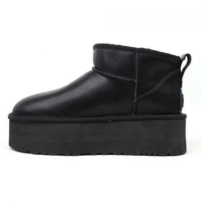 Жіночі UGG Ультра Міні Чорні на Платформі Шкіряні Ultra Mini Platform Black Leather — фото 3