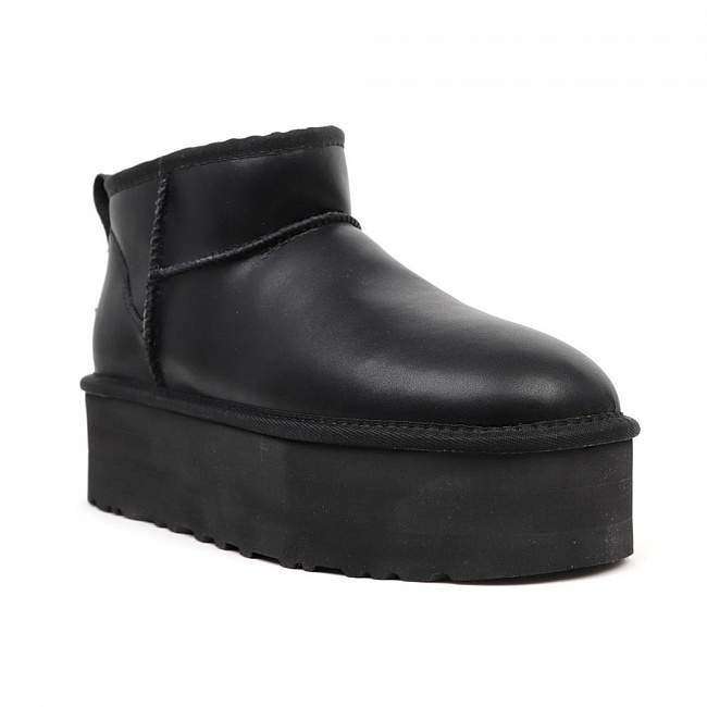 Жіночі UGG Ультра Міні Чорні на Платформі Шкіряні Ultra Mini Platform Black Leather — фото 6