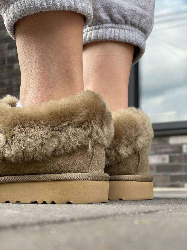 Жіночі UGG Чоботи Сліпери Тапці Хакі Замша з Хутром Coquette Khaki Suede — фото 12