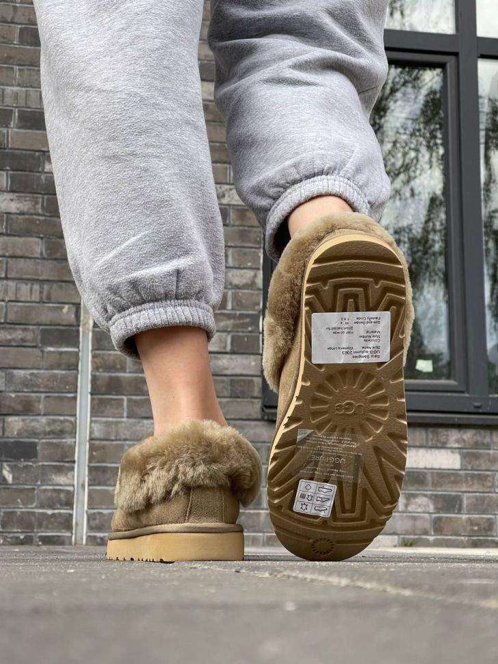 Жіночі UGG Чоботи Сліпери Тапці Хакі Замша з Хутром Coquette Khaki Suede — фото 13