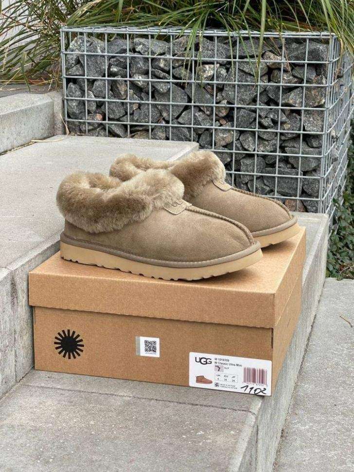 Жіночі UGG Чоботи Сліпери Тапці Хакі Замша з Хутром Coquette Khaki Suede — фото 14