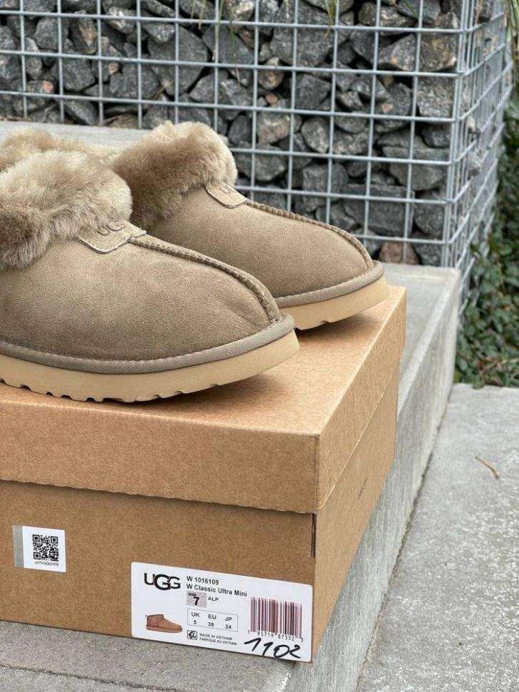 Жіночі UGG Чоботи Сліпери Тапці Хакі Замша з Хутром Coquette Khaki Suede — фото 15