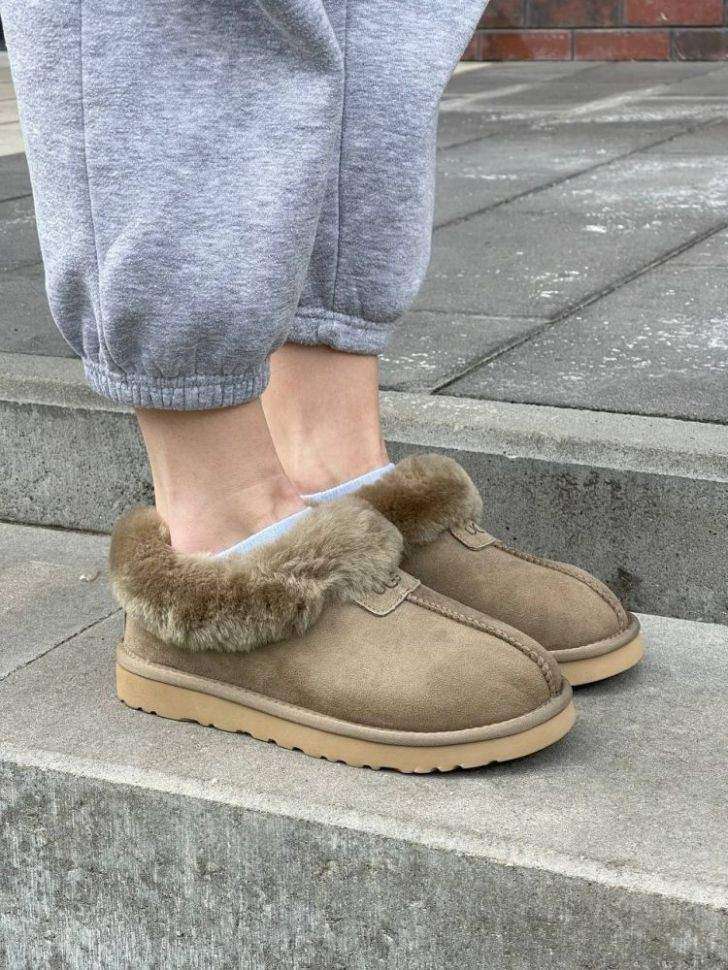 Жіночі UGG Чоботи Сліпери Тапці Хакі Замша з Хутром Coquette Khaki Suede — фото 3