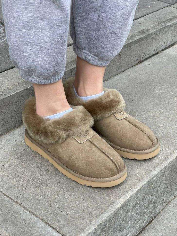 Жіночі UGG Чоботи Сліпери Тапці Хакі Замша з Хутром Coquette Khaki Suede — фото 5
