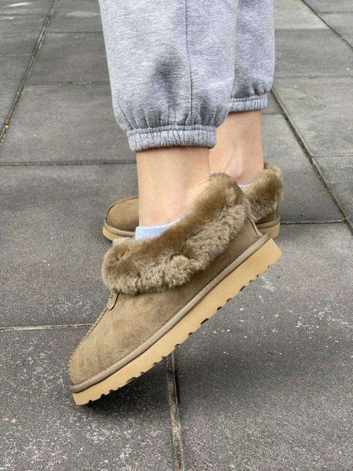 Жіночі UGG Чоботи Сліпери Тапці Хакі Замша з Хутром Coquette Khaki Suede — фото 8