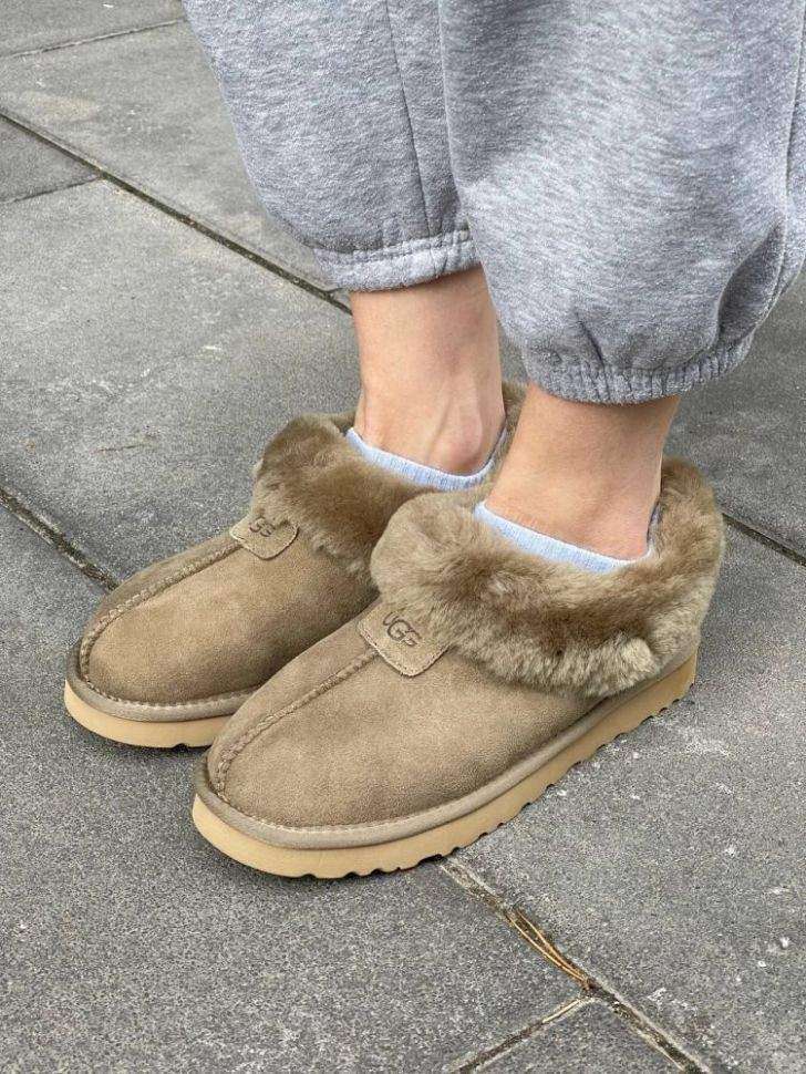 Жіночі UGG Чоботи Сліпери Тапці Хакі Замша з Хутром Coquette Khaki Suede — фото 9