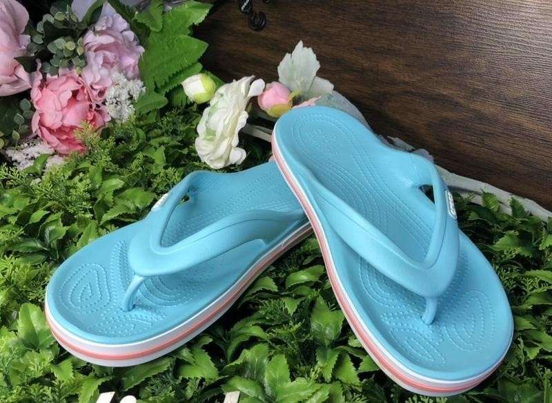 Жіночі в'єтнамки Баябенд Блакитні Crocs Bayaband Flip Ice Blue/Melon — фото 2