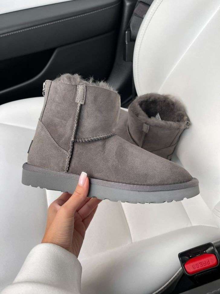 Жіночі UGG Міні Замш Сірі Змійка Classic Mini Grey Suide Zipper