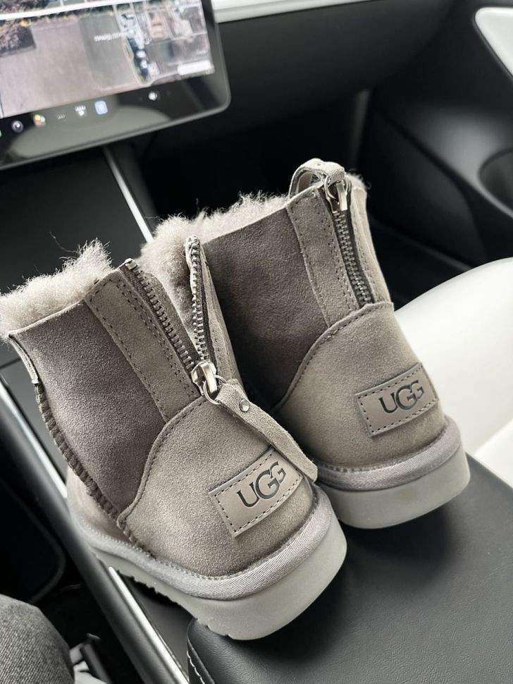 Жіночі UGG Міні Замш Сірі Змійка Classic Mini Grey Suide Zipper — фото 2