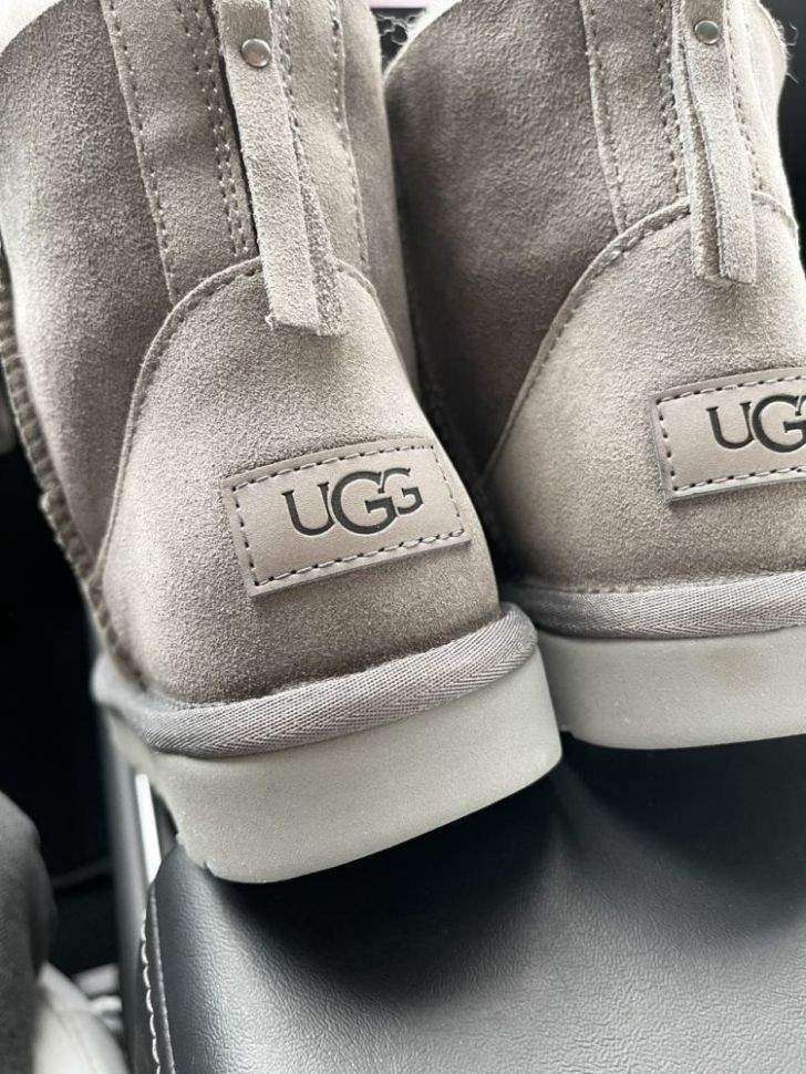 Жіночі UGG Міні Замш Сірі Змійка Classic Mini Grey Suide Zipper — фото 3