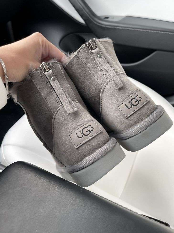 Жіночі UGG Міні Замш Сірі Змійка Classic Mini Grey Suide Zipper — фото 4