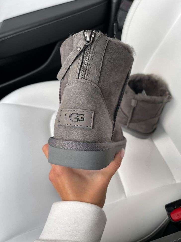 Жіночі UGG Міні Замш Сірі Змійка Classic Mini Grey Suide Zipper — фото 7