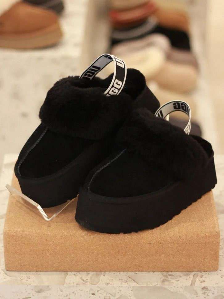 Жіночі UGG Сандалі Платформа Чорні Замша Funkette Slippers Platform Black — фото 12