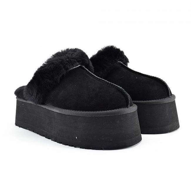 Жіночі UGG Сандалі Платформа Чорні Замша Funkette Slippers Platform Black — фото 6