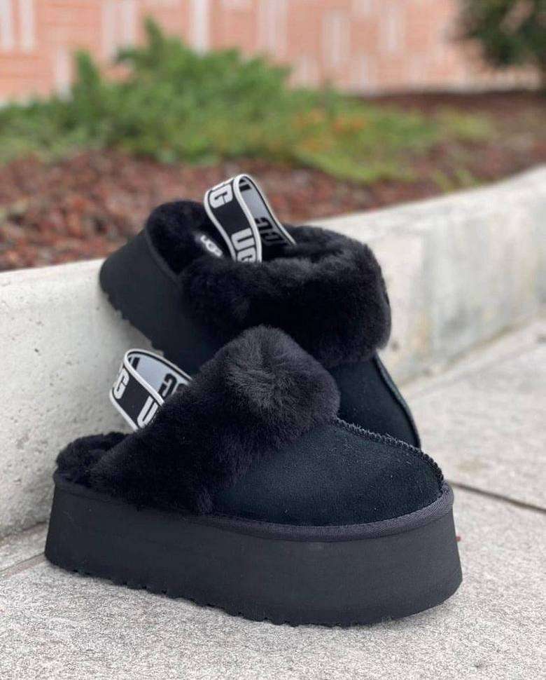 Жіночі UGG Сандалі Платформа Чорні Замша Funkette Slippers Platform Black — фото 7