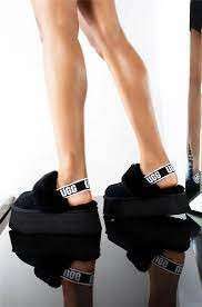 Жіночі UGG Сандалі Платформа Чорні Замша Funkette Slippers Platform Black — фото 9