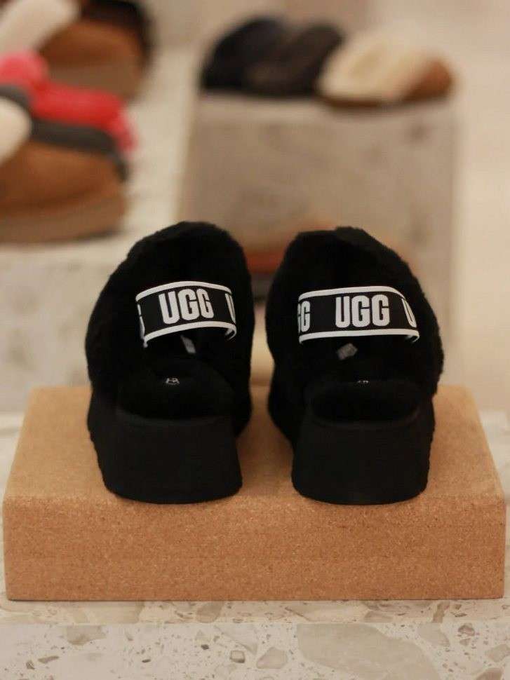 Жіночі UGG Сандалі Платформа Чорні Замша Funkette Slippers Platform Black — фото 10
