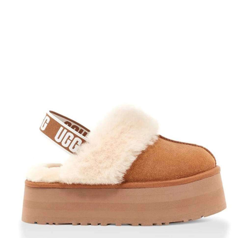 Жіночі UGG Сандалі Платформа Помаранчеві Замша Funkette Slippers Platform Chestnut