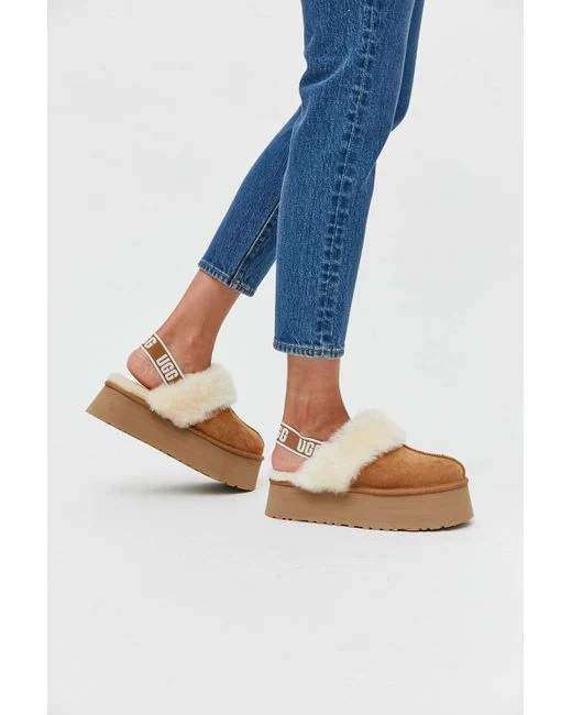 Жіночі UGG Сандалі Платформа Помаранчеві Замша Funkette Slippers Platform Chestnut — фото 11