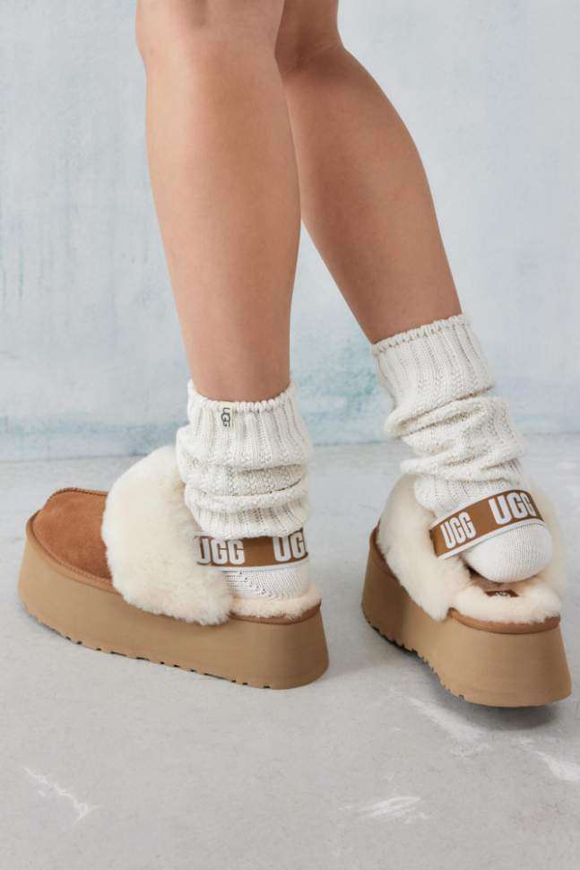 Жіночі UGG Сандалі Платформа Помаранчеві Замша Funkette Slippers Platform Chestnut — фото 10