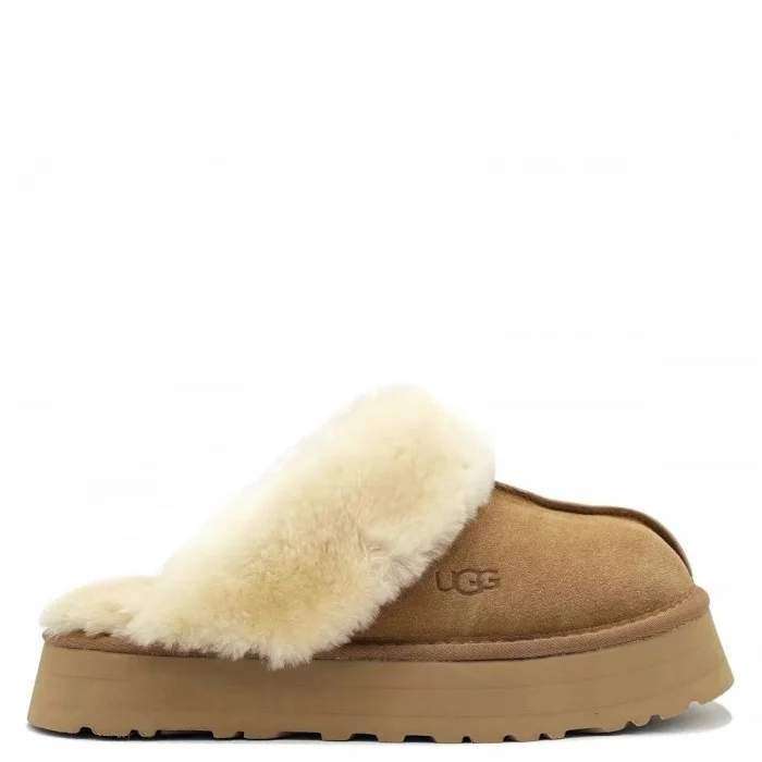 Жіночі UGG Шьопанці Платформа Помаранчеві Замша Disquette Chestnut Platform Slippers