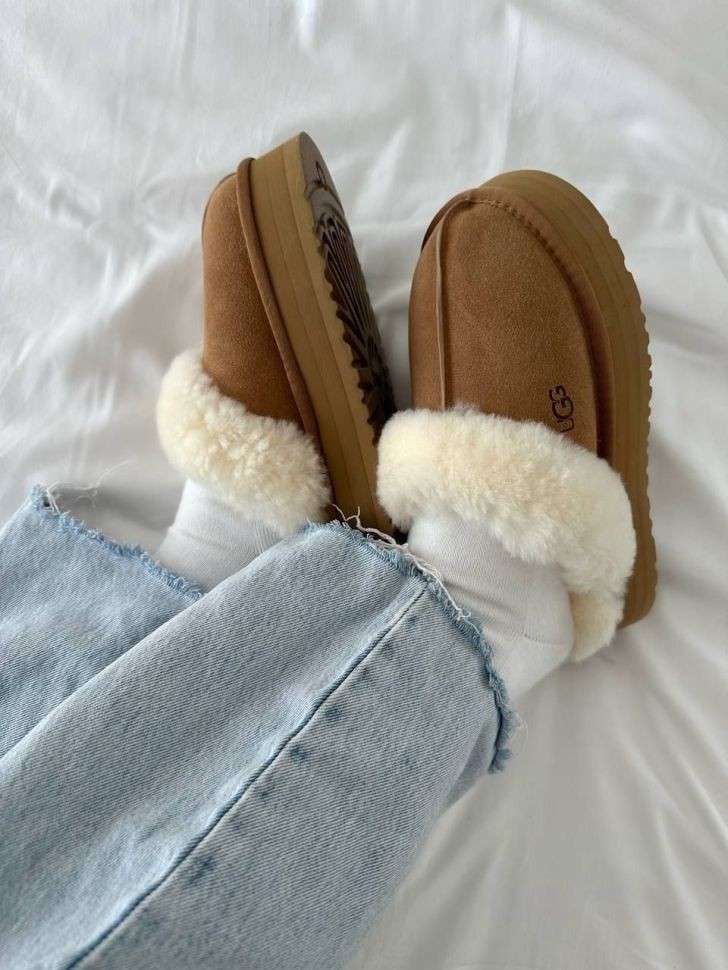 Жіночі UGG Шьопанці Платформа Помаранчеві Замша Disquette Chestnut Platform Slippers — фото 14